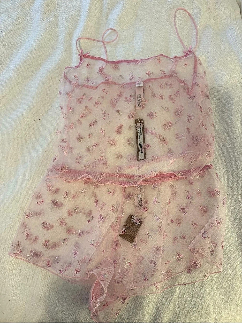 SKIMS Spinning Intimates Scoop Cami and Short Set Floral Pink Size Small NWT